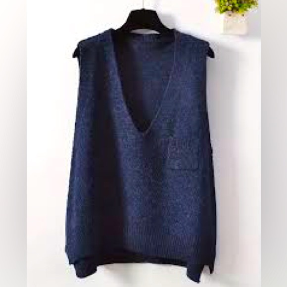 Sweater Vest, Pull-over, Boxy, Oversized, Nubby Weave, Warm Royal Blue, … - Picture 1 of 11